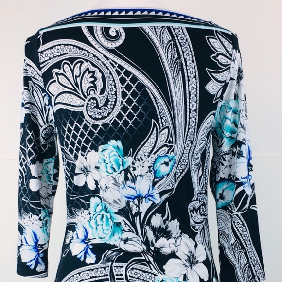 WHBM Blue Floral Boat Neck Shift Dress Womans XS - Picture 3 of 7